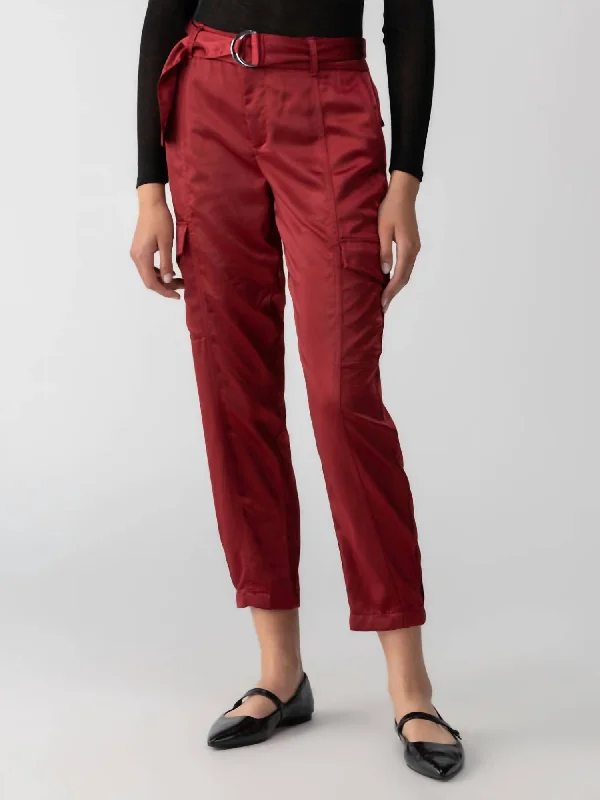 women's button-fly pantsClassy Cargo Standard Rise Trouser In Garnet