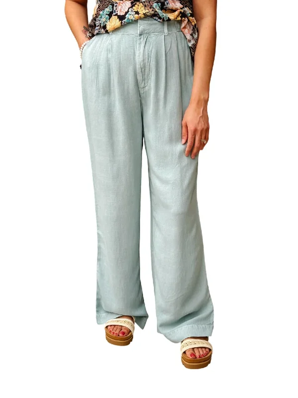 women's polyester pantsRowan Linen Blend Pant In Silver Blue