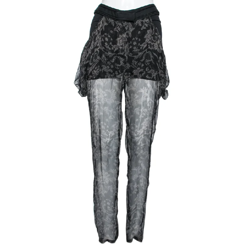 women's cotton pantsRoberto Cavalli Black Printed Silk Pants