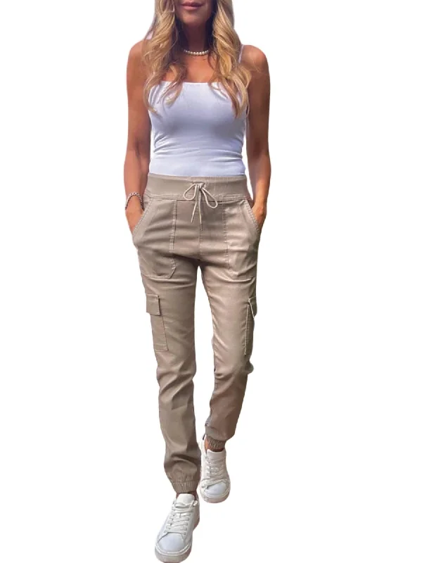 women's high-waisted pantsGaya Cargo Pants In Taupe Domino