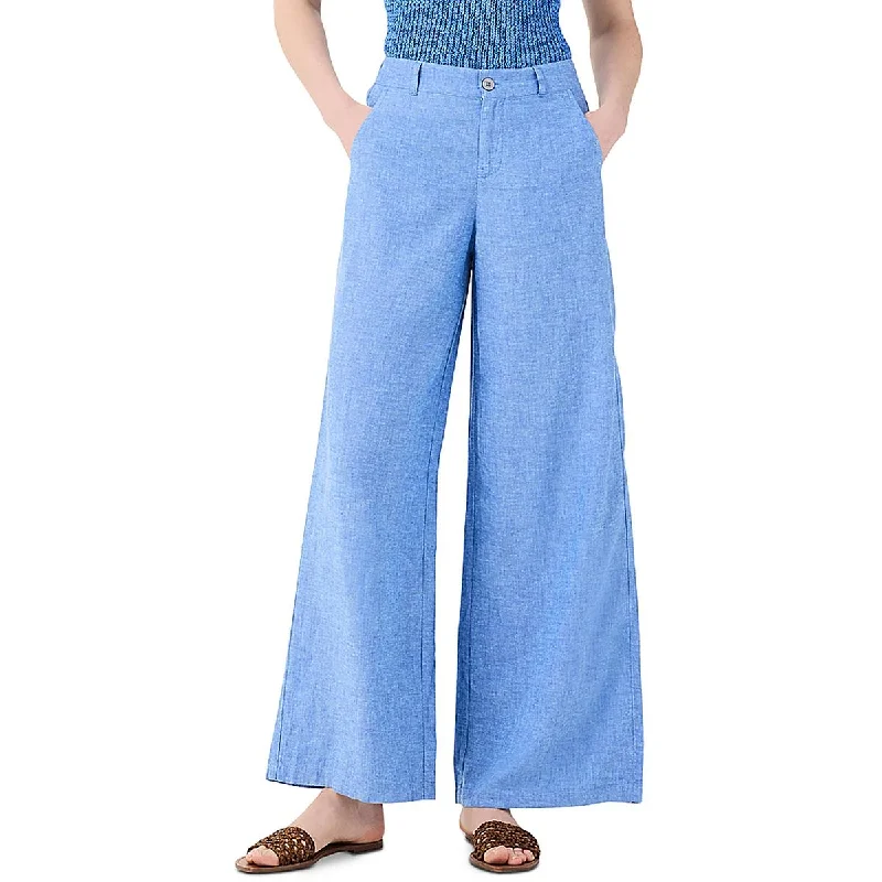 women's dress pantsWomens Organic Linen Blend High Rise Wide Leg Pants