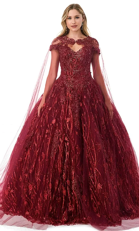 Formal Dress for Cocktail PartiesAspeed Design L2804C - Beaded Ballgown With Cape