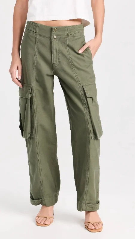 women's chiffon pantsWide Leg Cargo Pants In Poblano