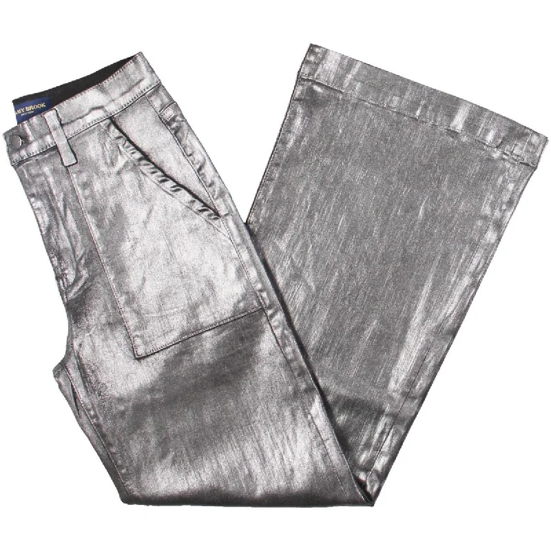 women's summer pantsWomens Metallic Cropped Cropped Pants