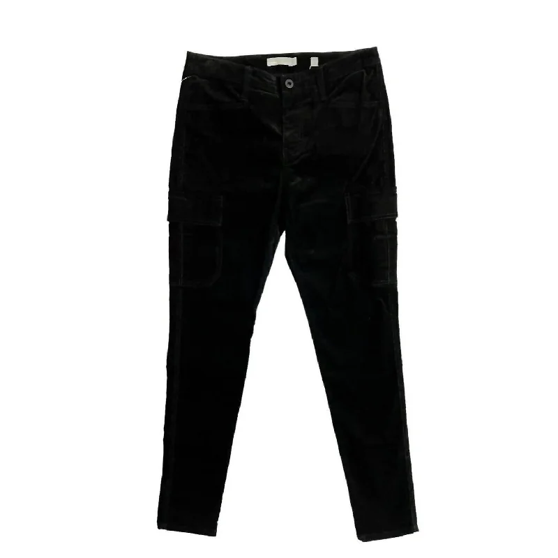 women's mid-rise pantsWomen's Corduroy Skinny Leg Pockets High Rise Slim Pants In Black