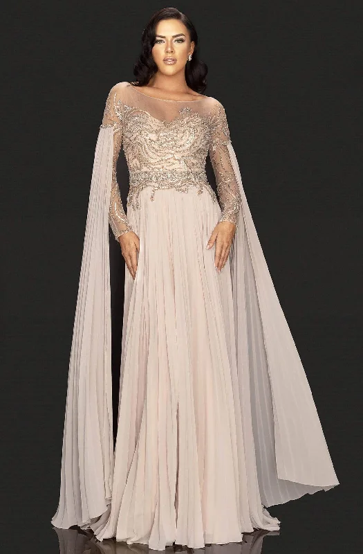 Formal Dress for Modeling AuditionsTerani Couture - Long Sleeve Pleated Formal Gown 2011M2117