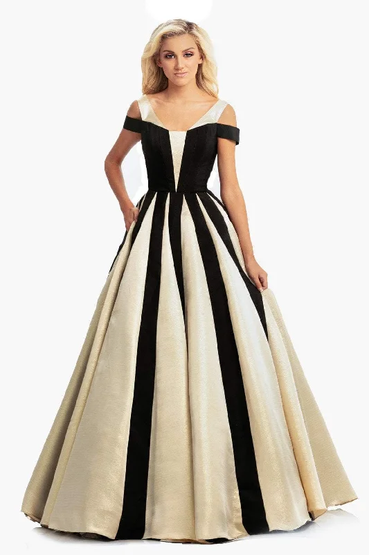 Custom Formal Dress TailorsJohnathan Kayne - Cold Shoulder Colorblock Ballgown 9000SC