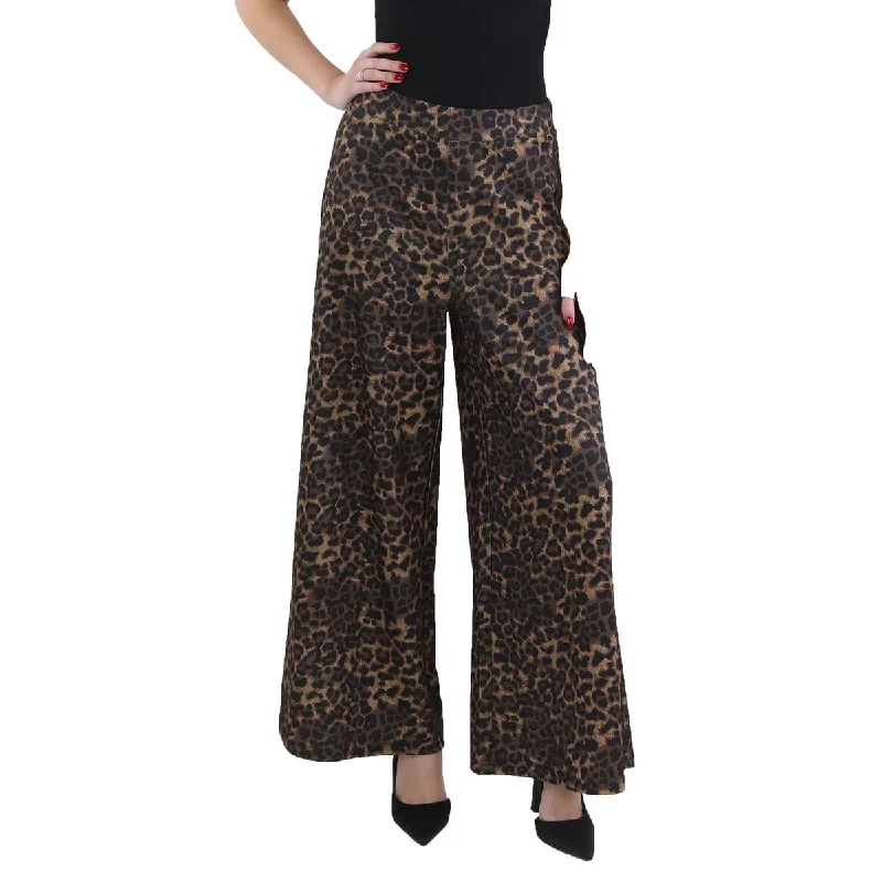 women's elastic waist pantsWomens Animal Print Long Wide Leg Pants