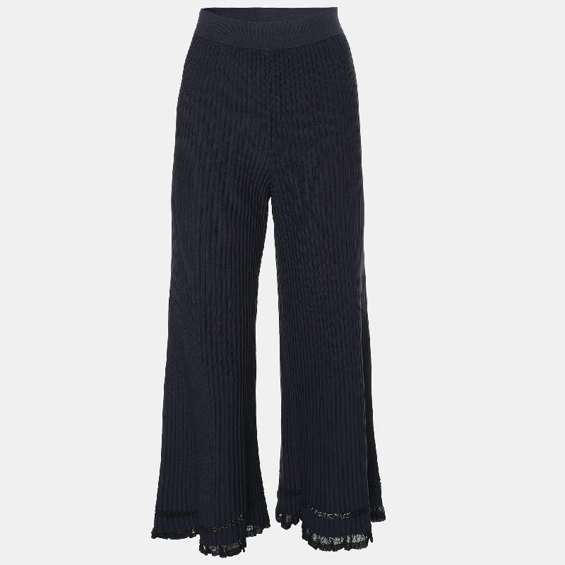 women's convertible pantsTheory Navy Blue Rib Knit Palazzo Pant