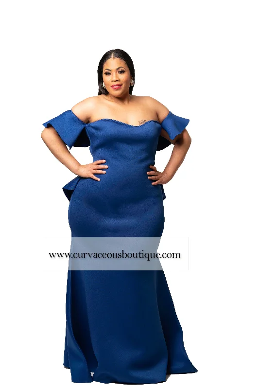 Formal Dress for Cultural ParadesRoyal Blue Angel Ruffle Rear Gown