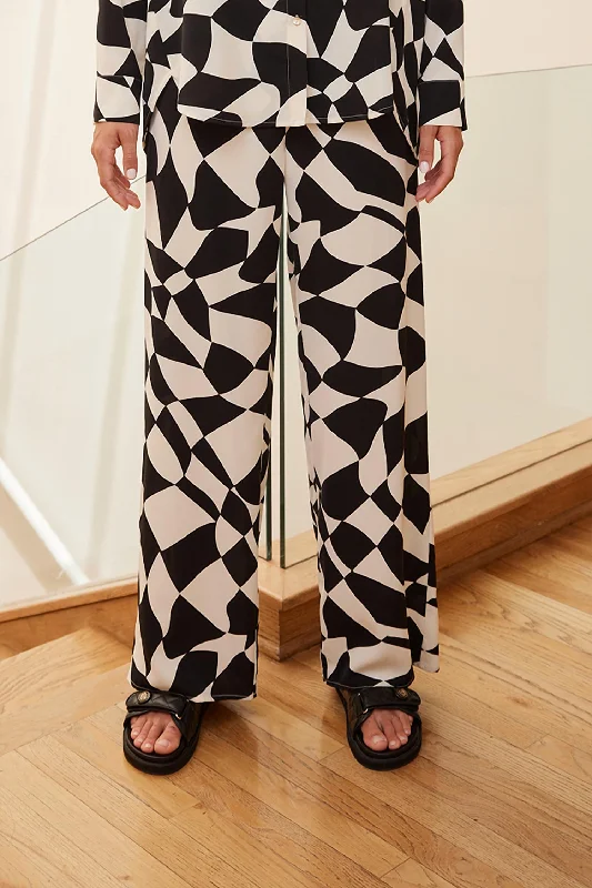 women's cotton pantsRue Satin Pant In Geometric Geo