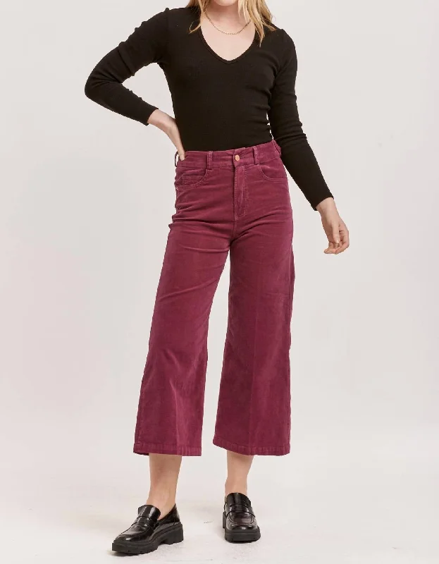 women's linen pantsAudrey Cropped Pants In Plum Berry Corduroy