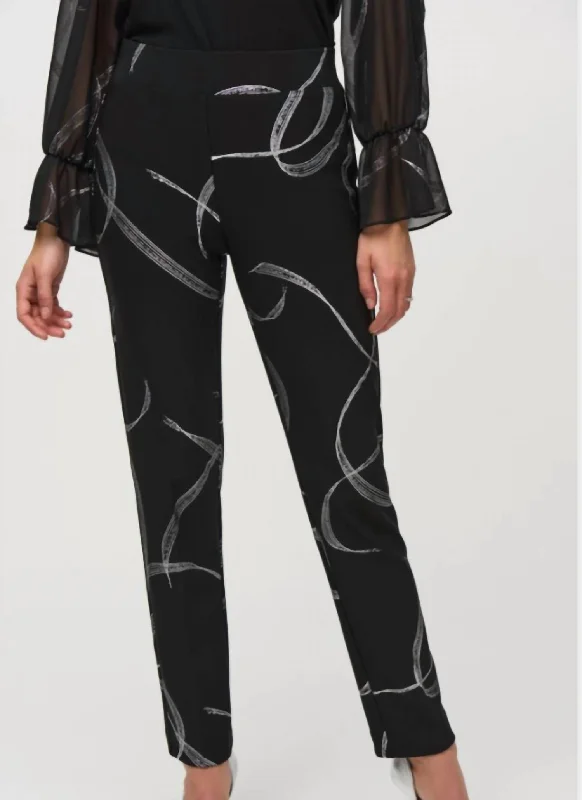 women's yoga pantsSilver Stripe Pants In Black Silver