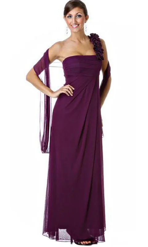 Formal Dress for Semi-Formal EventsEureka Fashion - 1701SC Rosette One Shoulder Column Gown