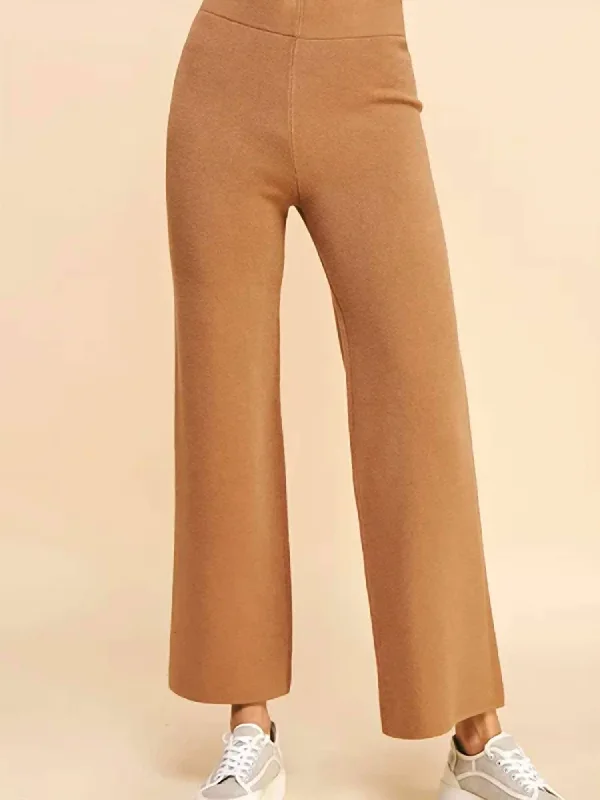 women's affordable pantsStraight Leg Sweater Pants In Camel