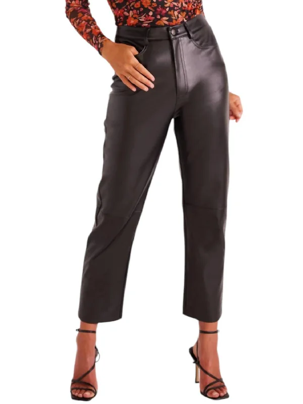 women's high-slung pantsLeena Faux Leather Pants In Black