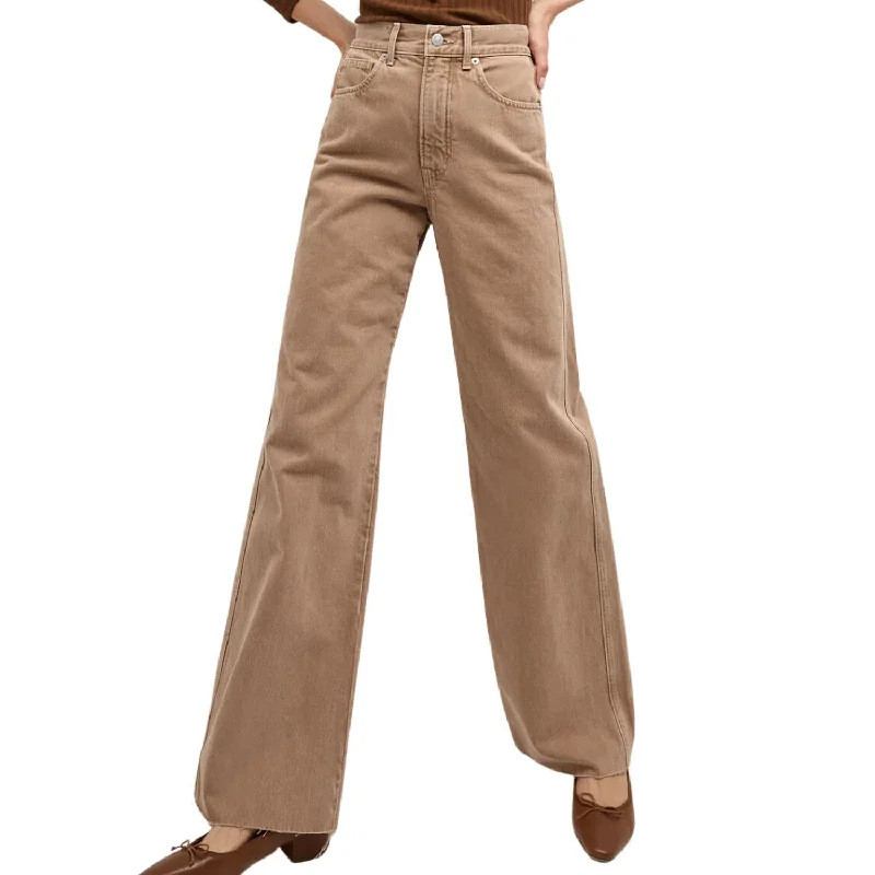 women's sophisticated pantsTaylor Denim Wide Leg Jean In Tan Sierra