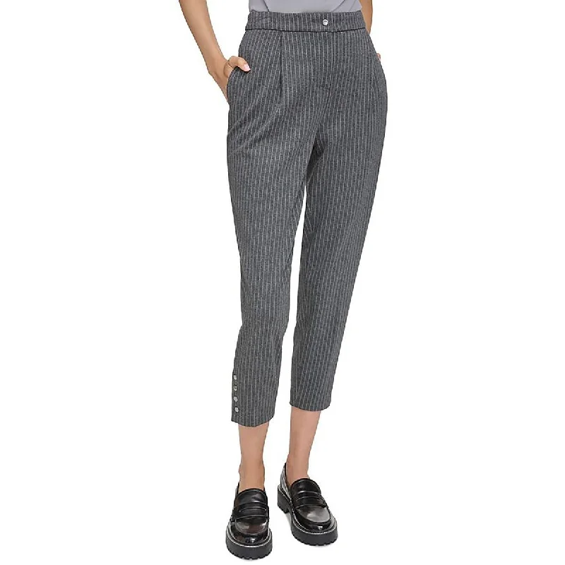 women's solid-color pantsWomens Cropped Pinstripe Cropped Pants