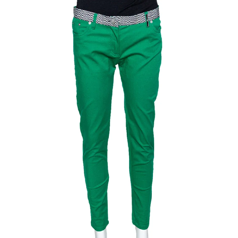 women's jogger pantsKenzo Green Cotton Contrast Waist Band Trousers