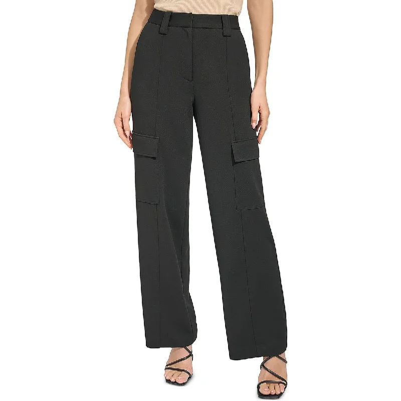 women's party pantsWomens Crepe Mid-Rise Wide Leg Pants