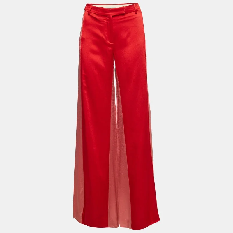 women's retro pantsValentino Red Crepe Wide Leg Pants