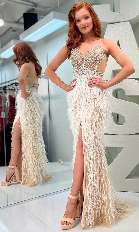 Formal Dress for Outdoor WeddingsJasz Couture 7402 - Feathered Gown