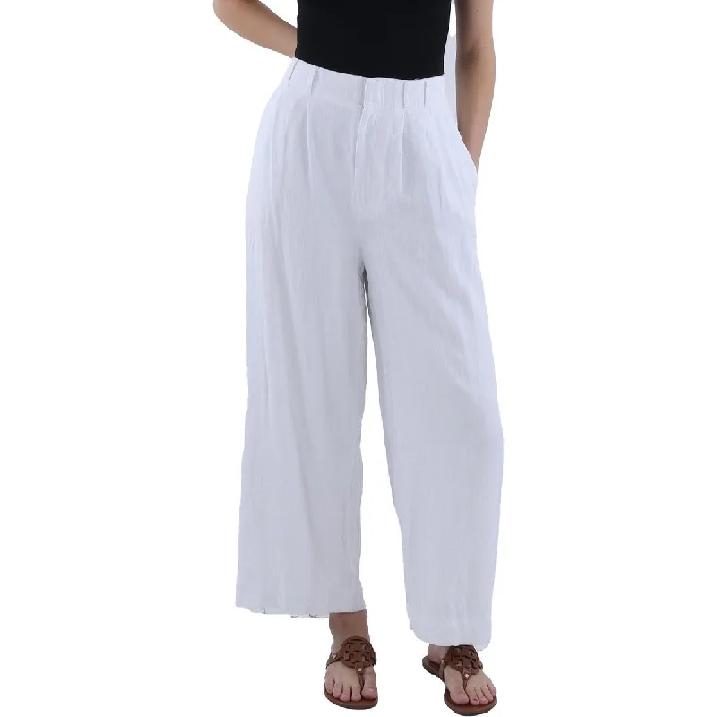 women's casual pantsWomens Linen Pocket Straight Leg Pants