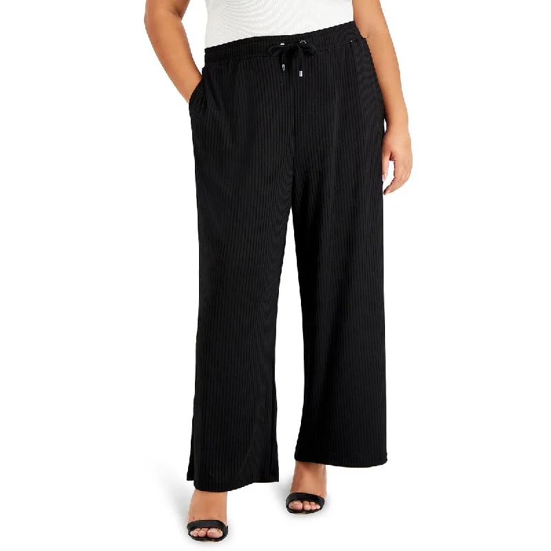 women's tactical pantsPlus Womens Ribbed Knit Wide Leg Pants