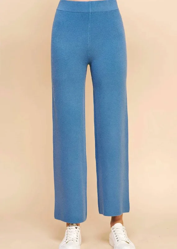 women's travel pantsStraight Leg Sweater Pants In Dusty Blue