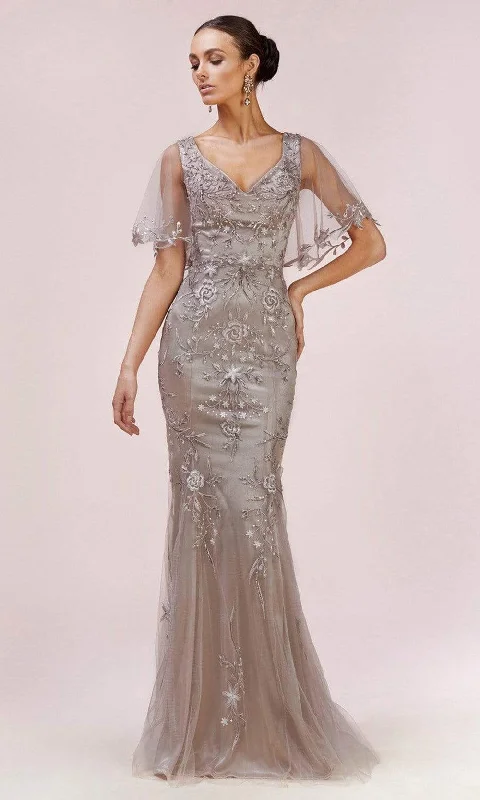 Formal Dress for QuinceañerasAndrea and Leo - A0553SC V-Neck Beaded Embellished Long Gown