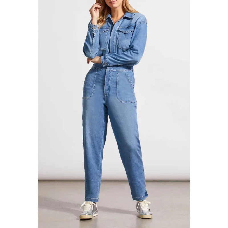 women's mid-rise pantsRelaxed Crop Jumpsuit In Sky Blue