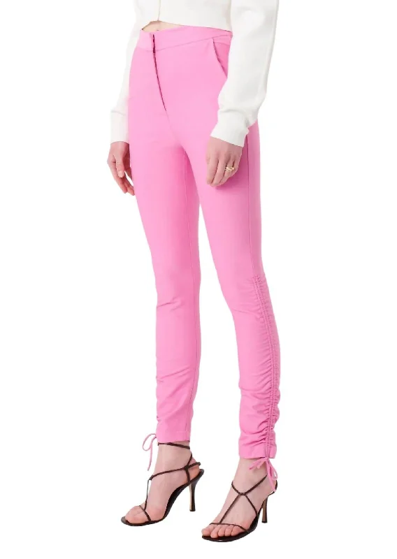 women's mid-rise pantsCamryn Ruched Pants In Pink