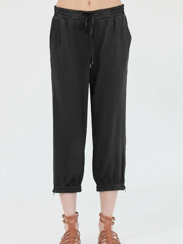 women's high-waisted pantsParachute Capri Pants In Black