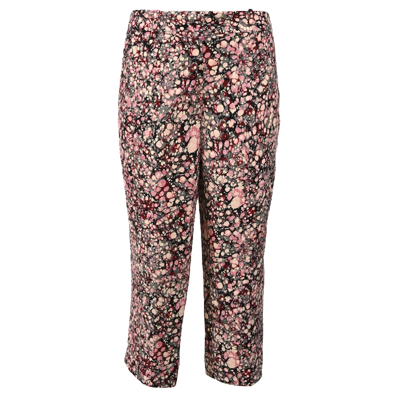 women's breathable pantsVictoria Beckham Printed Straight-Leg Crop Trousers in Multicolor Cotton