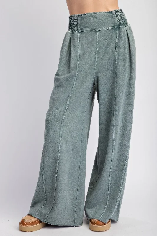 women's designer pantsMineral washed terry knit pants