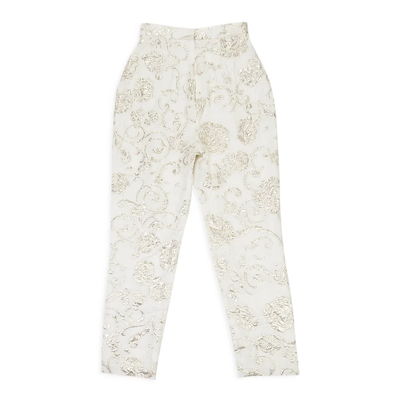 women's sophisticated pantsJACQUARD FLORAL CREAM TROUSERS