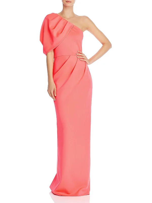 satin party dressesWomens Asymmetric Ruched Evening Dress