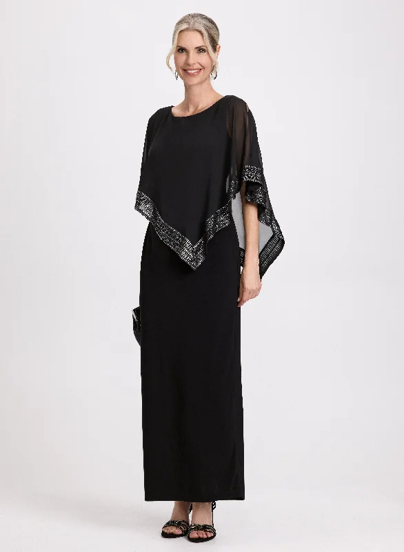 asymmetrical party dressesCapelet Effect Evening Dress