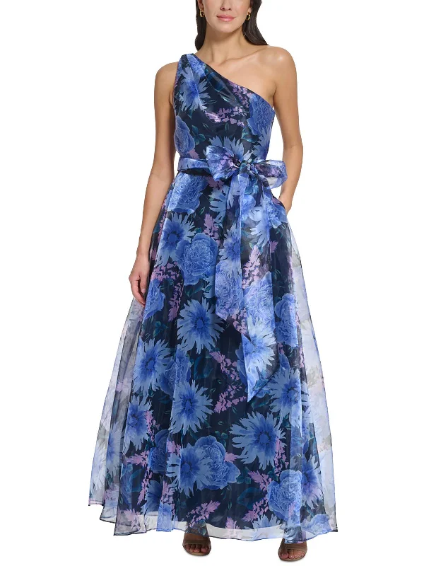 themed party dressesWomens One Shoulder Printed Evening Dress