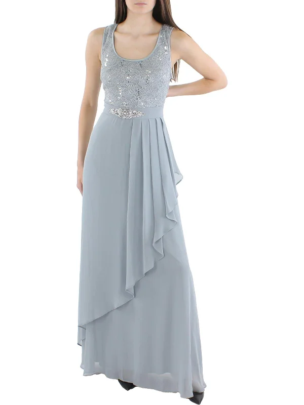 plus-size friendly party dressesWomens Lace Sleeveless Evening Dress