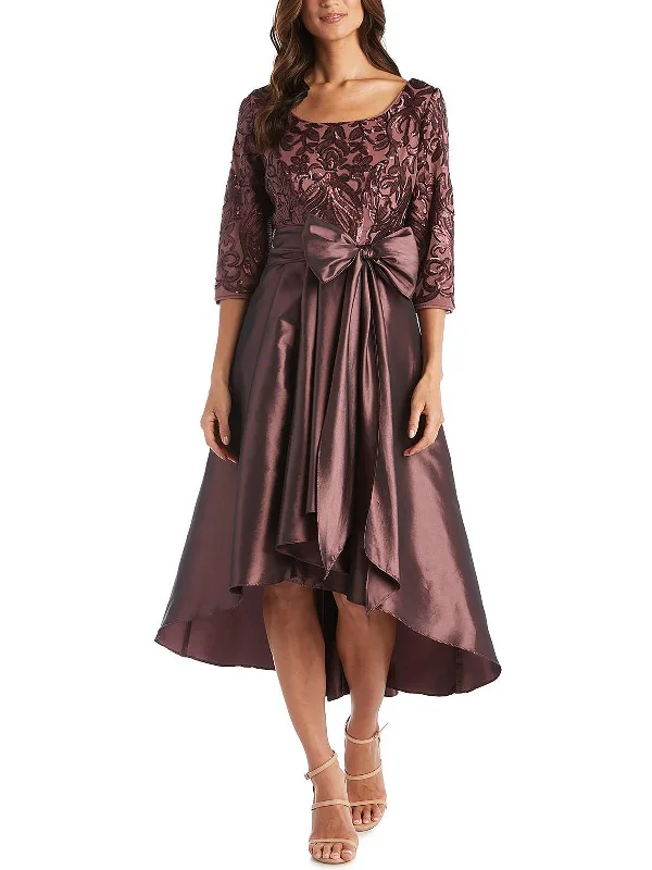 figure-flattering party dressesWomens Sequin Belted Evening Dress