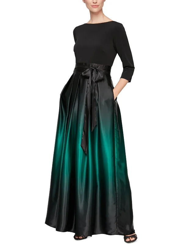 asymmetrical party dressesPetites Womens Satin Ombre Evening Dress