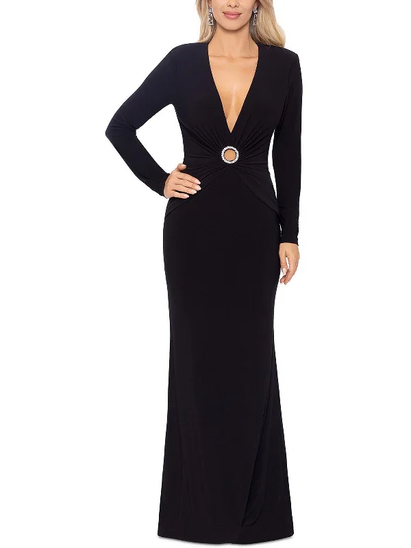 velvet party dressesWomens Embellished Long Evening Dress