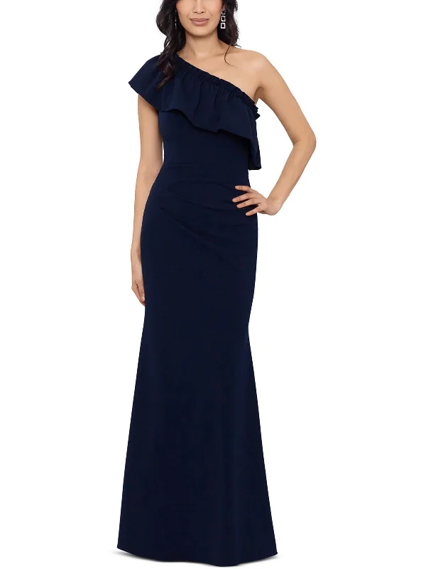 flashy party dressesWomens Ruffle Trim Long Evening Dress