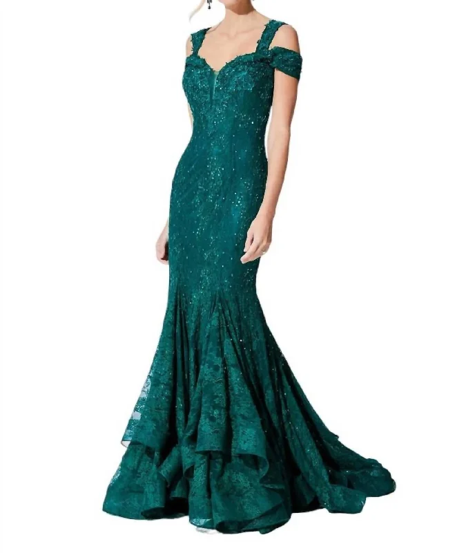 one-shoulder party dressesSweetheart Trumpet Evening Dress In Emerald