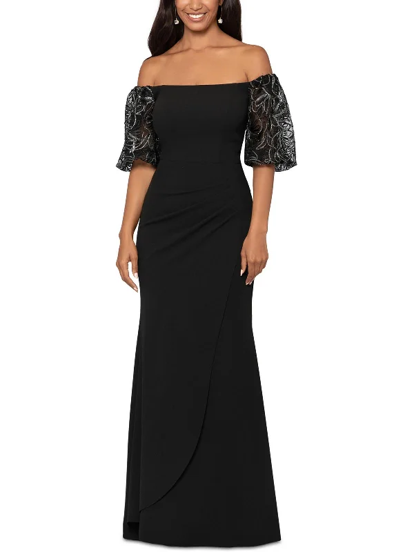 figure-flattering party dressesWomens Boning Gathered Evening Dress