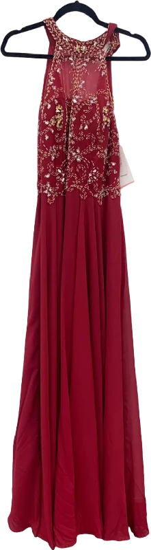 cotton party dressesJJ's House Burgundy Beaded Evening Gown UK 14