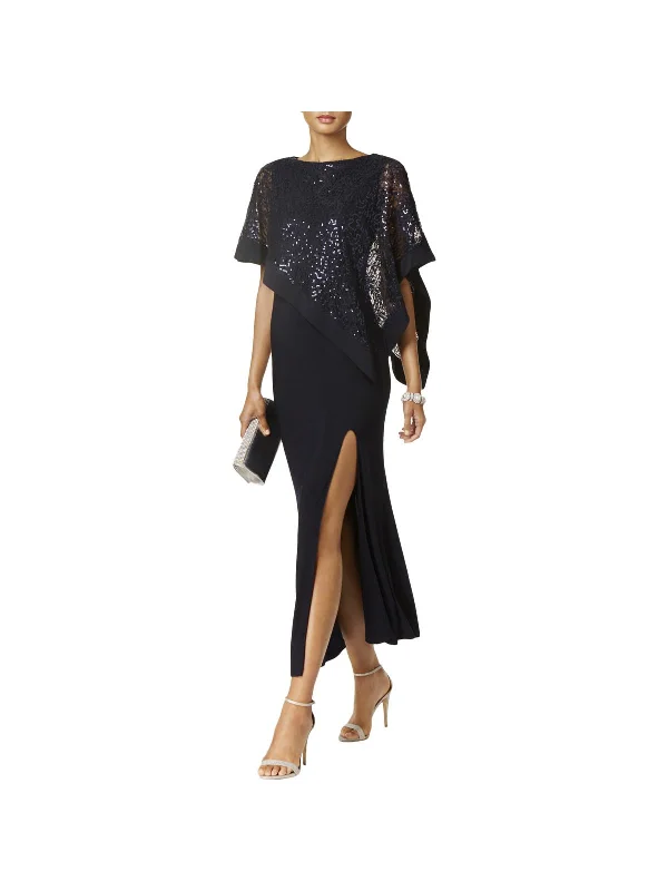 halter-neck party dressesWomens Asymmetric Sequined Evening Dress