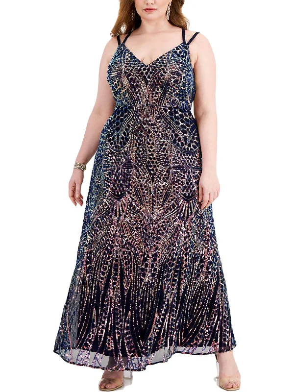 glam party dressesPlus Womens Sequined Long Evening Dress