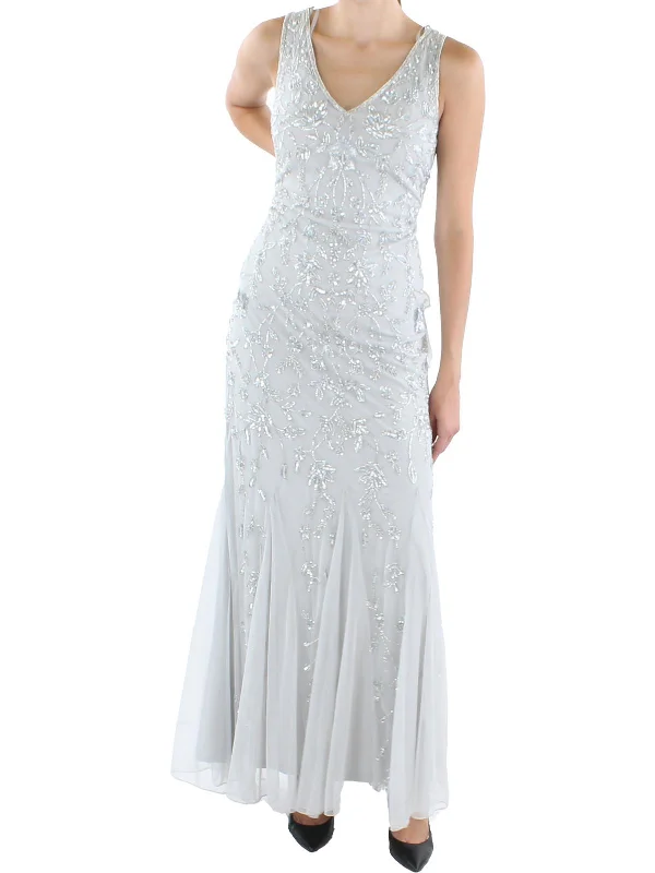 mother-of-the-bride party dressesWomens Beaded Double V Evening Dress